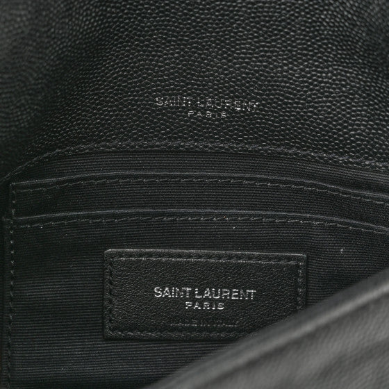 VINTAGE Saint Laurent Grain De Poudre Monogram Toy West Hollywood Fold-Over Bag Black