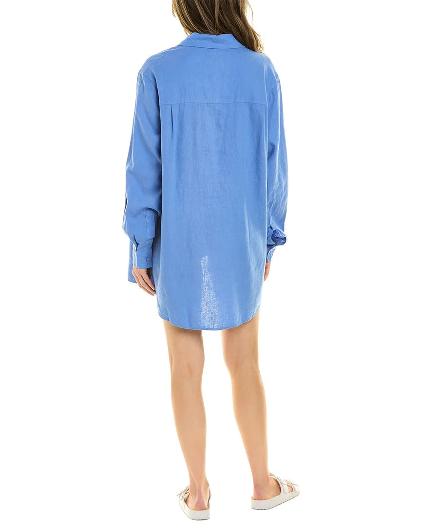 RESALE WeWoreWhat Linen Blend Button Down in Blue Size: XS