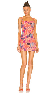 RESALE MIAOU GINGER NEON PEACH FLORAL DRESS SIZE: M