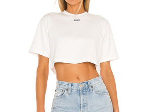 Resale OFF-WHITE Rib Casual Cropped Tee Size: Small
