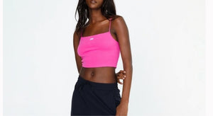 Pre-Loved Kith Square Neckline Sleeveless Crop Top Hot Pink Size: XSmall