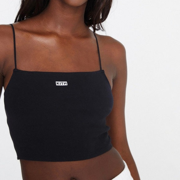 Pre-Loved Kith Square Neckline Sleeveless Crop Top Black Size: Small