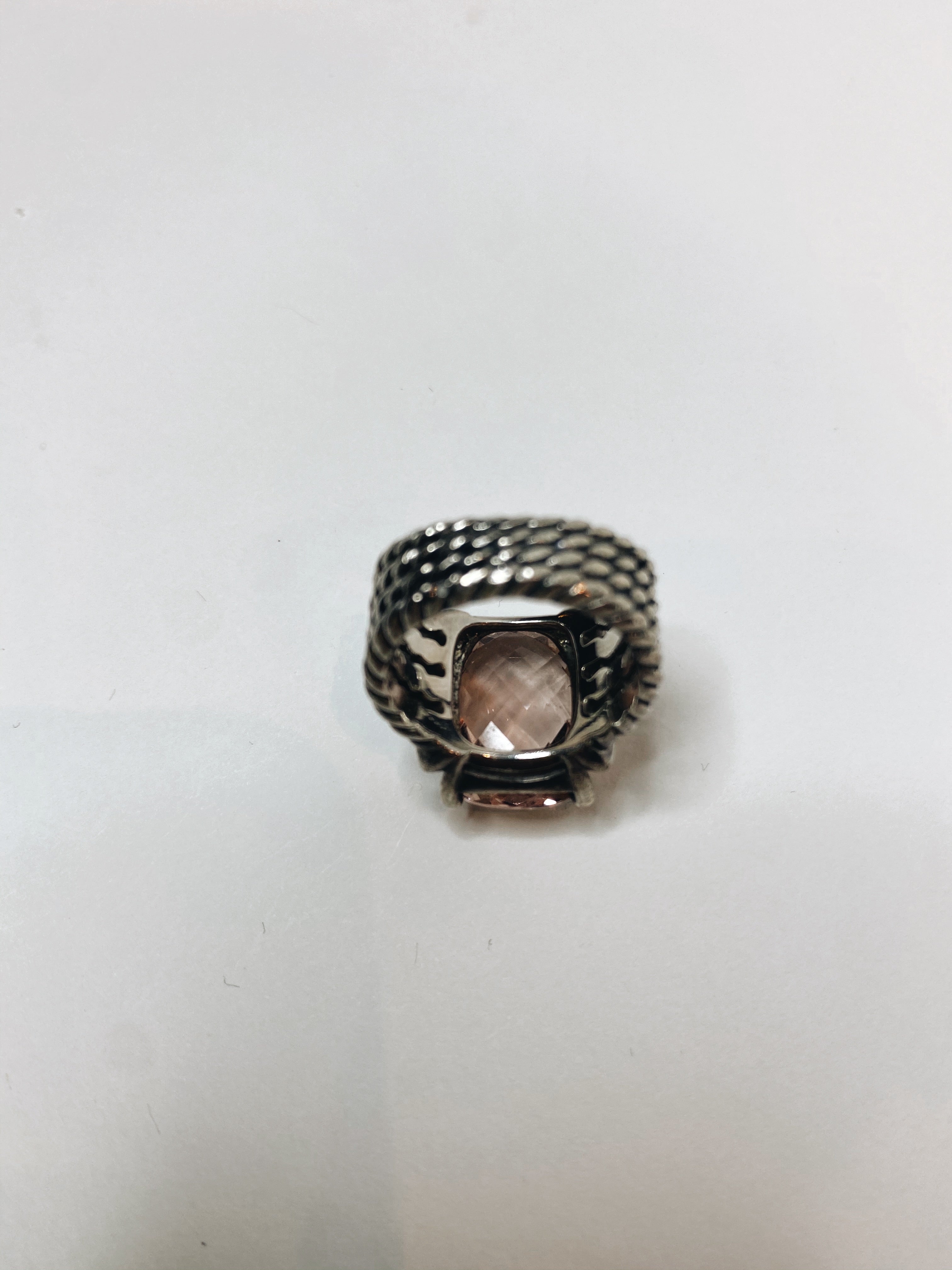 Vintage David Yurman Morganite Diamond Large Cable Ring