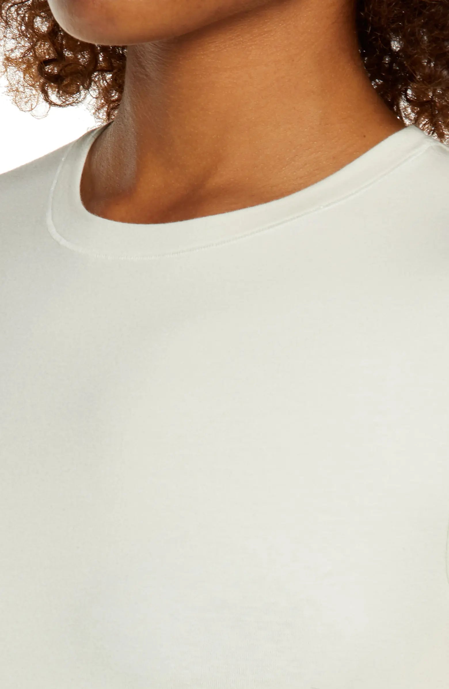 Skims Size Medium Bone Stretch Cotton Jersey T-Shirt Bodysuit Short Sleeve  