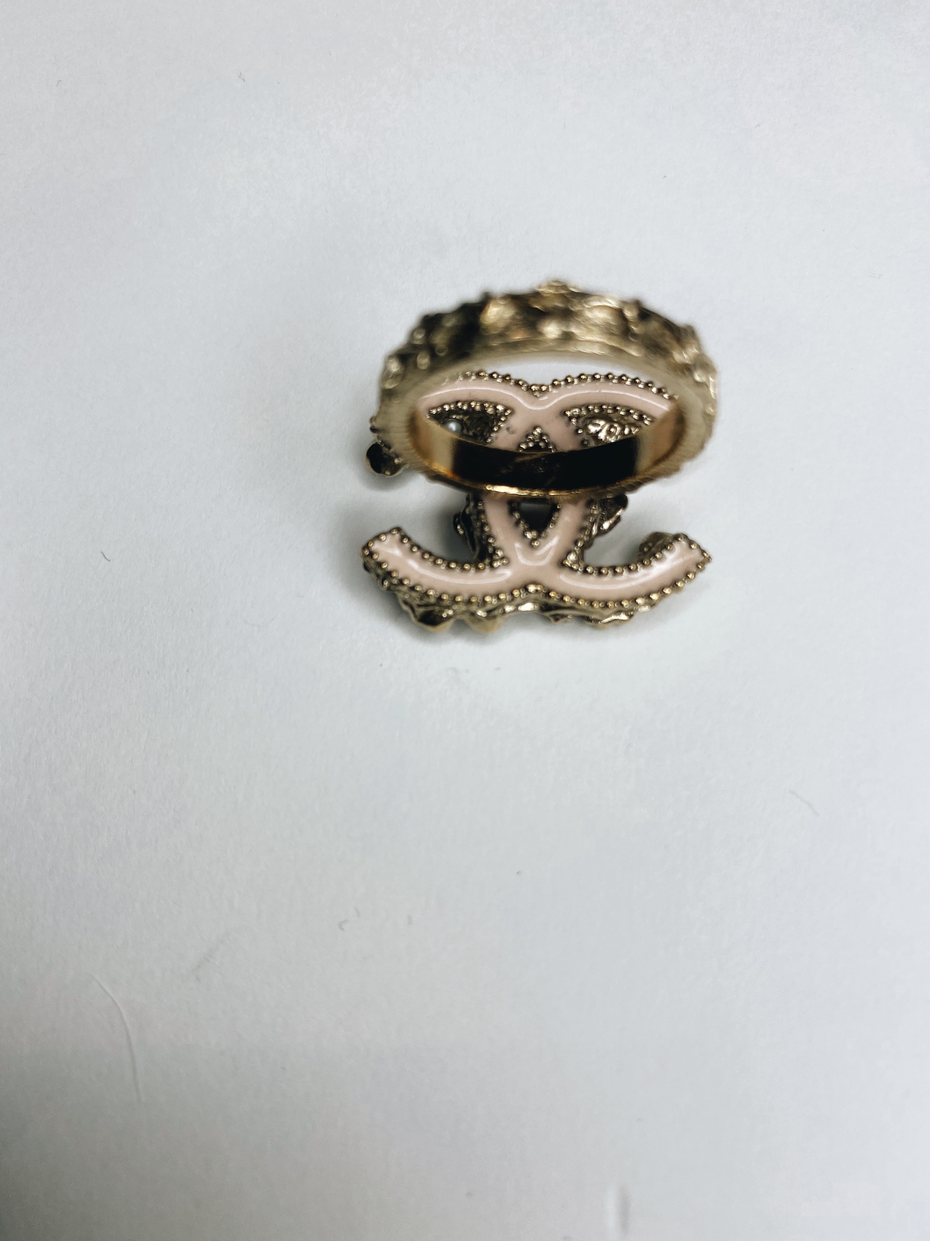 Vintage Chanel Faux Pearl, Strass & Enamel Flower Ring