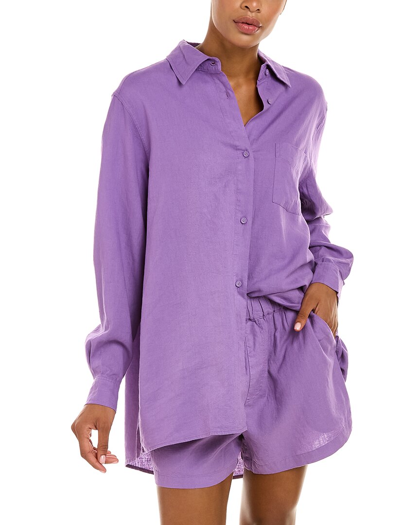 RESALE WeWoreWhat Linen Blend Button Down in Amethyst Size: XS