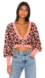 For Love and Lemons Angelina Leopard Cropped Cardigan  Size: Small